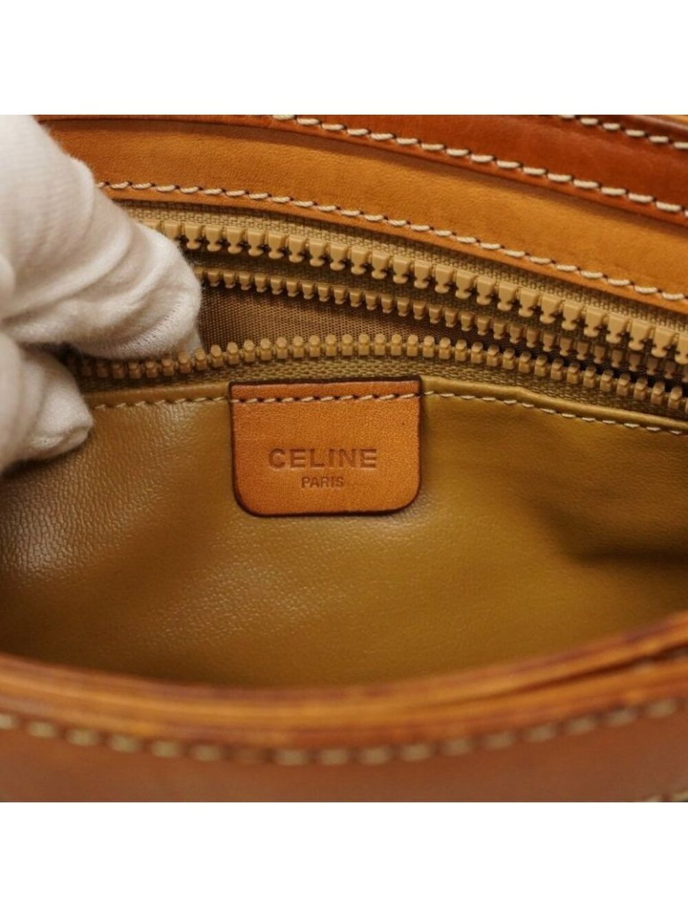 Celine Handbag Macadam Brown Gold - Picture 5 of 10